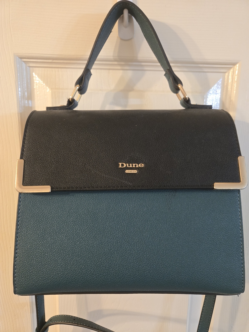 Black And Teal Dune Handbag With Yellow Accent